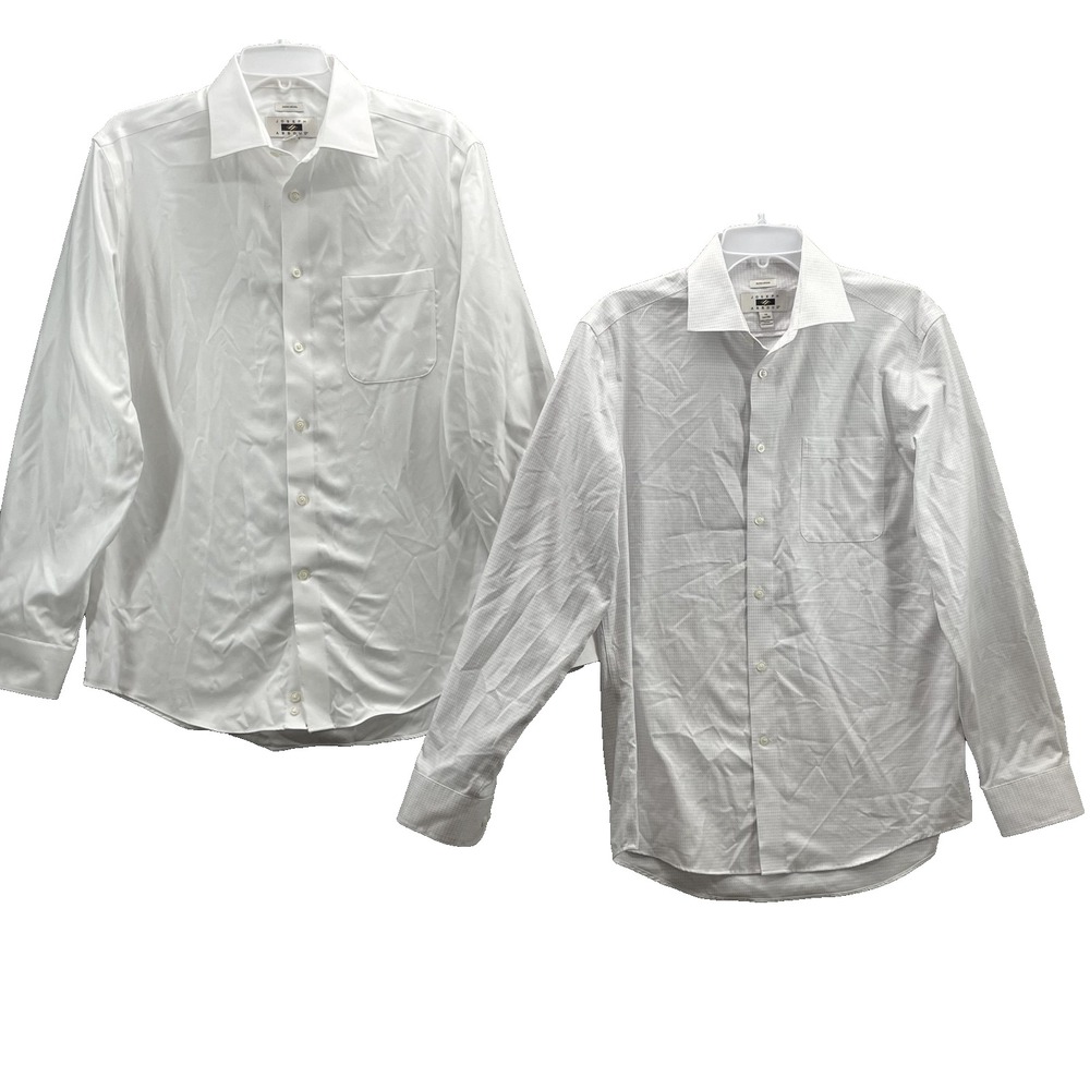 Joseph Abboud Dress Shirts LOT (2) Mens 16 34/35 Non Iron Egyptian Cotton Formal